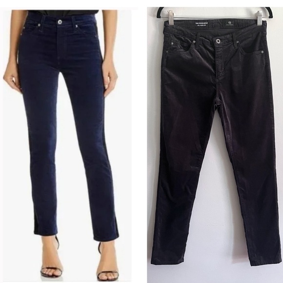 AG Adriano Goldschmied | ‘The Stevie’ Velvet Ankle Slim Straight Jeans Gray - Picture 1 of 8